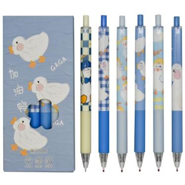 Imagem de Maydahui 12 canetas esferográficas de gel pato, fofas, kawaii, estampadas, retráteis, tinta preta, para escola, festa, escritório