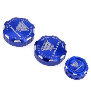 Imagem de Riderjacky CNC 6061 alumínio motocicleta dianteira e embreagem freio e freio traseiro cilindro tampa do reservatório de fluido para HONDA CB1000R CB 1000R 2009-2016 CB1000 R (azul)