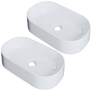 Imagem de Kit 02 Cubas de Apoio Oval Para Banheiro Lavabo Laila C01 O42W Branco - Lyam