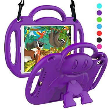 Imagem de SUPLIK Capa infantil para iPad 5ª/6ª geração (9,7 polegadas, 2017/2018), iPad Air 1, Air 2 e Pro 9,7, capa protetora com alça de ombro para iPad 5/6 e iPad Air 1ª/2ª geração, roxa