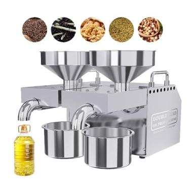 Imagem de CNAOHGHN Prensa de óleo automática de cabeça dupla,Máquina de prensa de óleo Prensa de óleo automática, prensa a frio e quente com controle inteligente, 6-12 kg/h para nozes, amendoim, gergelim