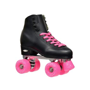 Imagem de Epic Skates Patins clássicos de cano alto quádruplo, preto/rosa, tamanho 4