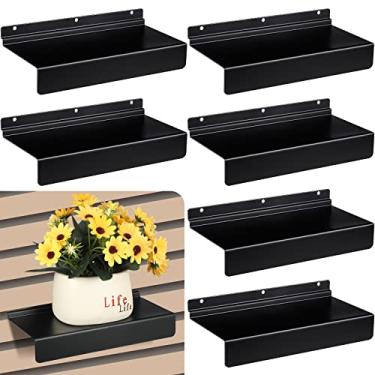 Imagem de Oudain Prateleiras de parede com ripas de metal para parede, acessórios para parede, lojas de sapatos domésticos boutiques suprimentos (preto, pacote com 6)