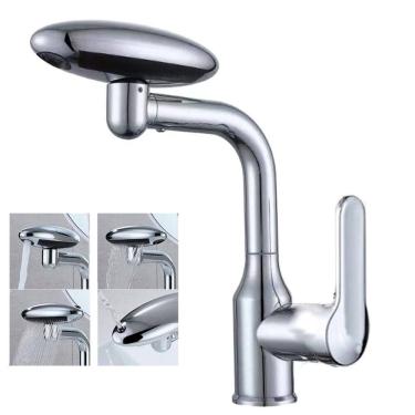 Imagem de Torneira Monocomando Cozinha Banheiro Agua Quente Fria Rotaçao 360 Graus Quatro Jatos de Agua Misturador Mesa Bancada Luxo Moderno