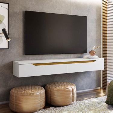 Imagem de Rack para TV Até 55 Polegadas Suspenso Uno Branco/Cedro - Olivar Móveis