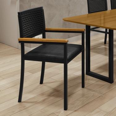 Imagem de Cadeira para Sala de Jantar com Braço Madri Preto