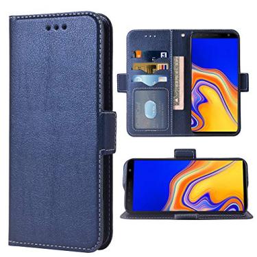 Imagem de Compatível com Samsung Galaxy J4 Plus Carteira Flip Alça de Pulso Cordão de Suporte de Cartão de Crédito Slots Proteção Resistente Capa de Telefone para Glaxay J4 Prime Gaxaly J4 Core J4+ 2018 Cases Azul