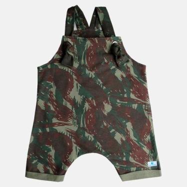 Imagem de Jardineira Manabana Bermuda Shorts Curto Menina Menino Camuflado, 3