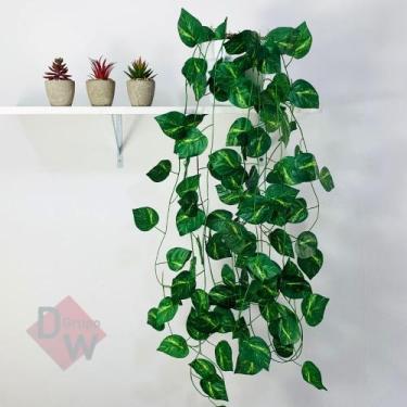 Imagem de Kit Planta Trepadeira Artificial Jiboia Com Vaso Branco - Nacional