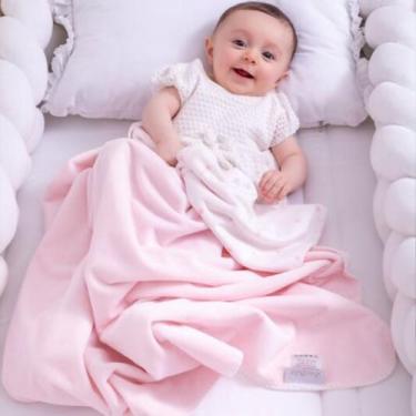 Imagem de Manta Donna Laço Bebê Dupla Face Poá, BRANCA/ROSA BEBE, 75X100