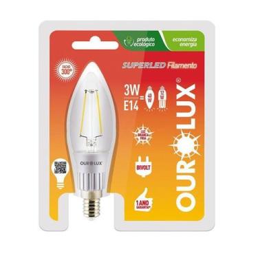 Imagem de Lampada LED Vela Filamento Clara Bocal E27 3 watts Bivolt 6000k Branco