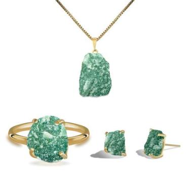 Imagem de Conjunto Natura Quartzo Verde - Cristal Natural, Prata 925