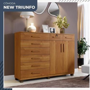 Imagem de Cômoda New Triunfo 2 Portas 8 Gavetas em MDP com Chave Benetil Móveis,