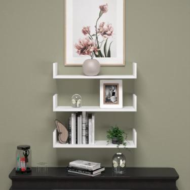 Imagem de Kit 3 Peças Prateleira U com Suporte e Porta Livro Nicho. - BAZAR DOS 