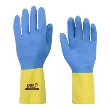 Imagem de Luva Latex E Neoprene Bicolor Proteção Quimica Limpeza - Volk, EG