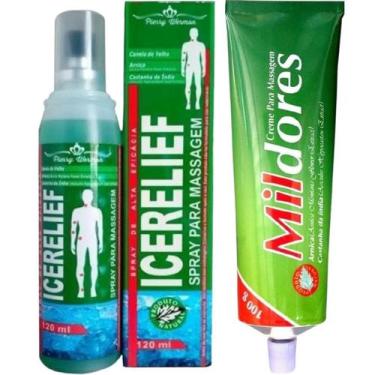 Imagem de Kit Spray Para Massagem Icerelief + Pomada Massageadora Mil Dores 100g