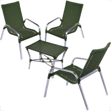 Imagem de Conjunto 3 Cadeiras e Mesa de Centro Alumínio Para Área Externa Fortal