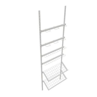 Imagem de Kit Expositor de Calçados de Parede Cremalheira com Prateleira em Tela