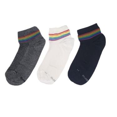 Imagem de Kit 3 Pares Meia Adulto Soquete Cano Curto Lupo Original, Preto, Cinza