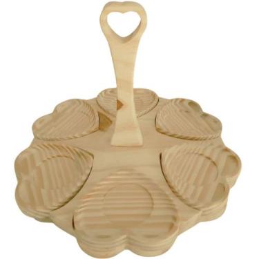 Imagem de Suporte Madeira Organizador Porta Xícara Caneca Copo Coração - Mega Va