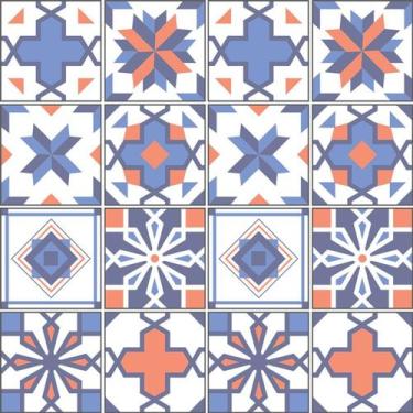 Imagem de Adesivo de Azulejo - Ladrilho Hidráulico - 10cm x 10cm - 16un - 331Azp