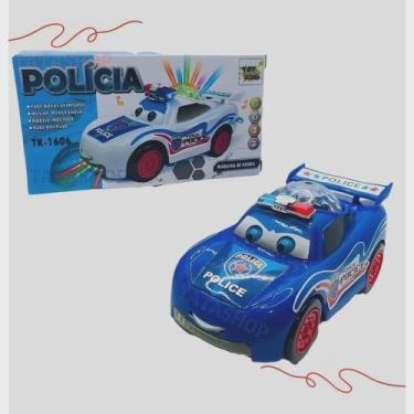 Imagem de Carrinho De Polícia Com Luzes Som Mexe O Olho E Língua 3 D Azul - Toys