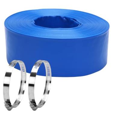 Imagem de DERPIPE Mangueira de retrolavagem para piscina Lay-Flat - Mangueira de descarga de PVC resistente reforçada de 7,6 cm x 3,5 m, mangueira de drenagem de piscina de vinil à prova de intempéries para