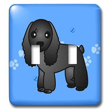 Imagem de 3dRose lsp_15343_2"Cute Black Cocker Spaniel Blue with Paw prints Double Toggle Switch