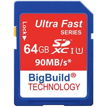 Imagem de BigBuild Technology Cartão de memória SDXC ultrarrápido de 64 GB 90 MB/s compatível com câmera Sony Cyber-Shot DSC W800, W830, WX220B, WX350, WX500