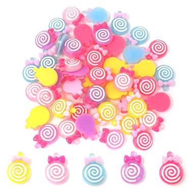 Imagem de Honbay 50 peças pingentes de geleca de resina plana enfeites de pirulito de laço fofo para grampos de cabelo, molduras de fotos, capas de telefone, caixas de joias, caixas de papelaria, álbuns,