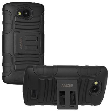 Imagem de Amzer Capa robusta híbrida com suporte para LG Optimus F60 MS395 – Embalagem de varejo – Preta