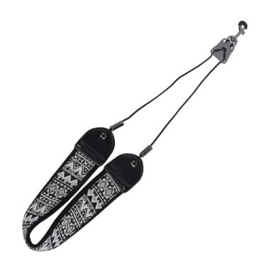 Imagem de Alça de Pescoço Bordada para Saxofone, Acessórios de Instrumento Ajustáveis ​​com Gancho de Metal, para Saxofones Alto, Tenor, Soprano e Barítono (TS‑10 Bordado Preto Branco)