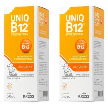 Imagem de 2 Uniq b12 spray sublingual 30ml suplementação de vitamina b12 Kress