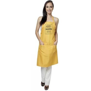 Imagem de Avental amarelo de cozinha estampado com humor para presente Mãezona -