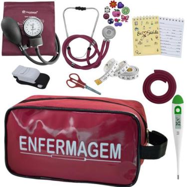 Imagem de Kit Academico Enfermagem Aparelho Pressao Estetoscopio Multi Incoterm,
