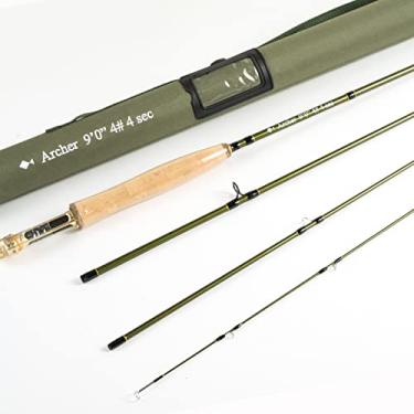 Imagem de ANGLER DREAM Vara de pesca AnglerDream 9' 4WT Archer Fly 4 seções com tubo Cordura Grafite IM 10/36T Fibra de Carbono Verde Escuro Fly Rod