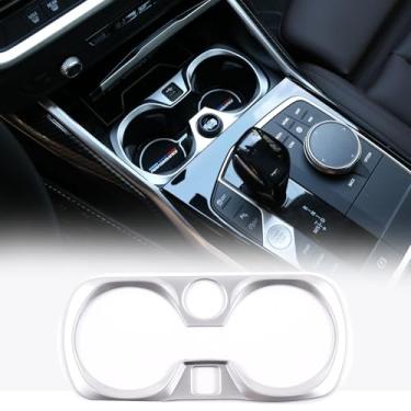 Imagem de Moldura de acabamento de painel de suporte de copo de carro compatível com BMW Série 3 G20 G28 2020-2022, console central frontal para tampa do suporte de copo de água, acessórios de acabamento