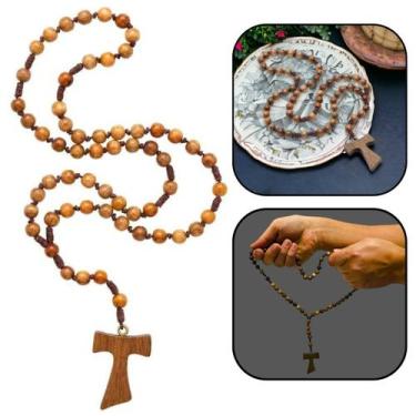 Imagem de Terço Franciscano Madeira Imbuia No Cordão - FORNECEDOR 1