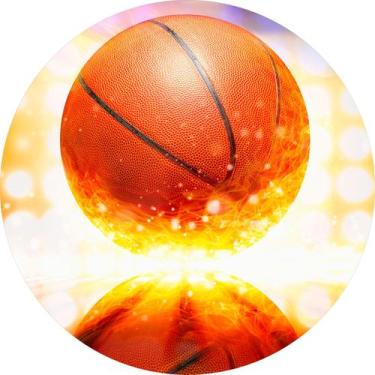 Imagem de Painel De Festa Redondo 1,50x1,50 - Bola de Basquete Realista Luzes 00