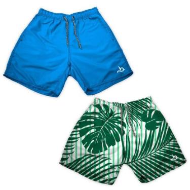 Imagem de Kit 2 Shorts Tactel Masculino Liso Florido Piscina Academia - Bueno St