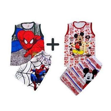 Imagem de Kit 2 conjuntos personagem Homem Aranha/Mickey  -  Regatas +  Shorts c