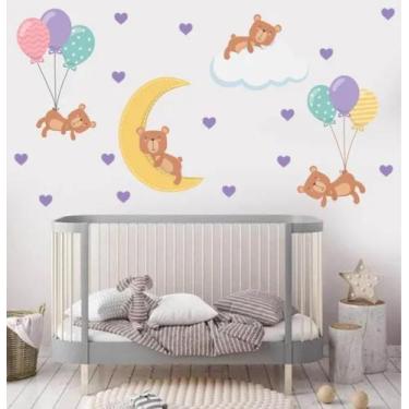 Imagem de Adesivod E Parede Impresso Urso Paraquedas Quarto De Menino - pinkie