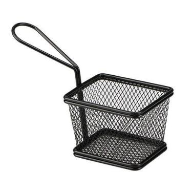 Imagem de Mini Cesta para Alimentos Retangular em Aço Inox Preto 10 x 8 x 7,5cm 