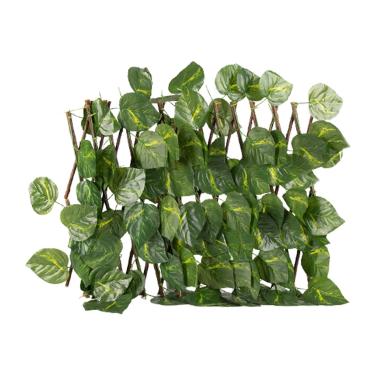 Imagem de Fenteer de Jardim Expansível com Falsos Parafusos de Privacidade para de Madeira Estrutura de Suporte de Escalada, Folhas verdes, Tamanho real