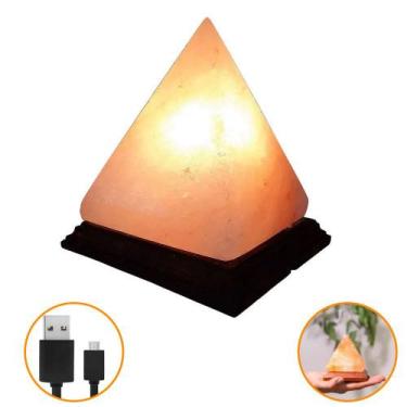 Imagem de Abajur Luminária Terapêutica Sal Rosa Himalaia Mini Pirâmide - Decor