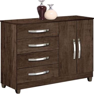 Imagem de cômoda 4 gavetas com sapateira pés incluso imop, Marrom