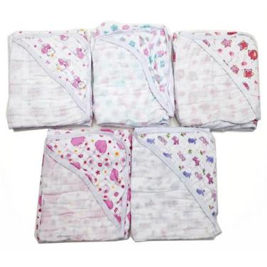 Imagem de Toalha Fralda Soft Com Capuz Bebê 85x85cm - 100% Algodão - Dugu, Femin