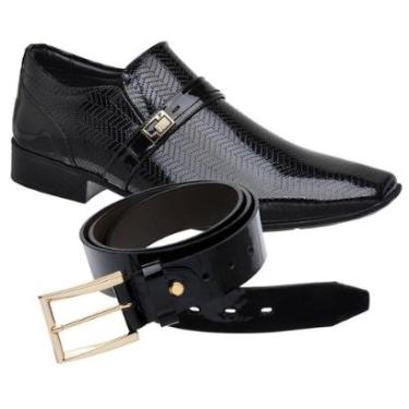 Imagem de Sapato Social Jota Pe Verniz Preto Air+ Cinto 74853-Masculino