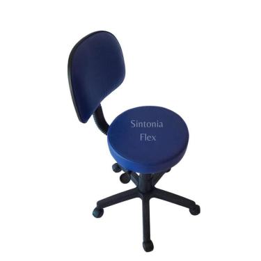 Imagem de Cadeira mocho com encosto secretaria - base com rodízio - regulagem de altura a gás  pra dentista tatuador corano azul