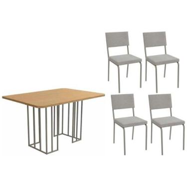 Imagem de Sala de Jantar Completa Duina c/ Tampo de Madeira 136cm e 4 Cadeiras Z